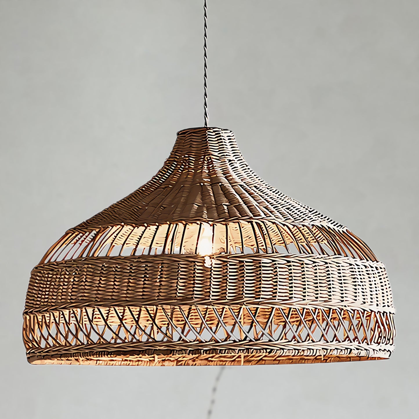 Artisanal Rattan Dome Traditional Metal Pendant Lamp