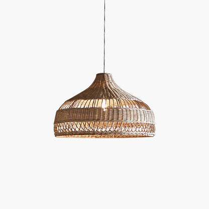 Artisanal Rattan Dome Traditional Metal Pendant Lamp