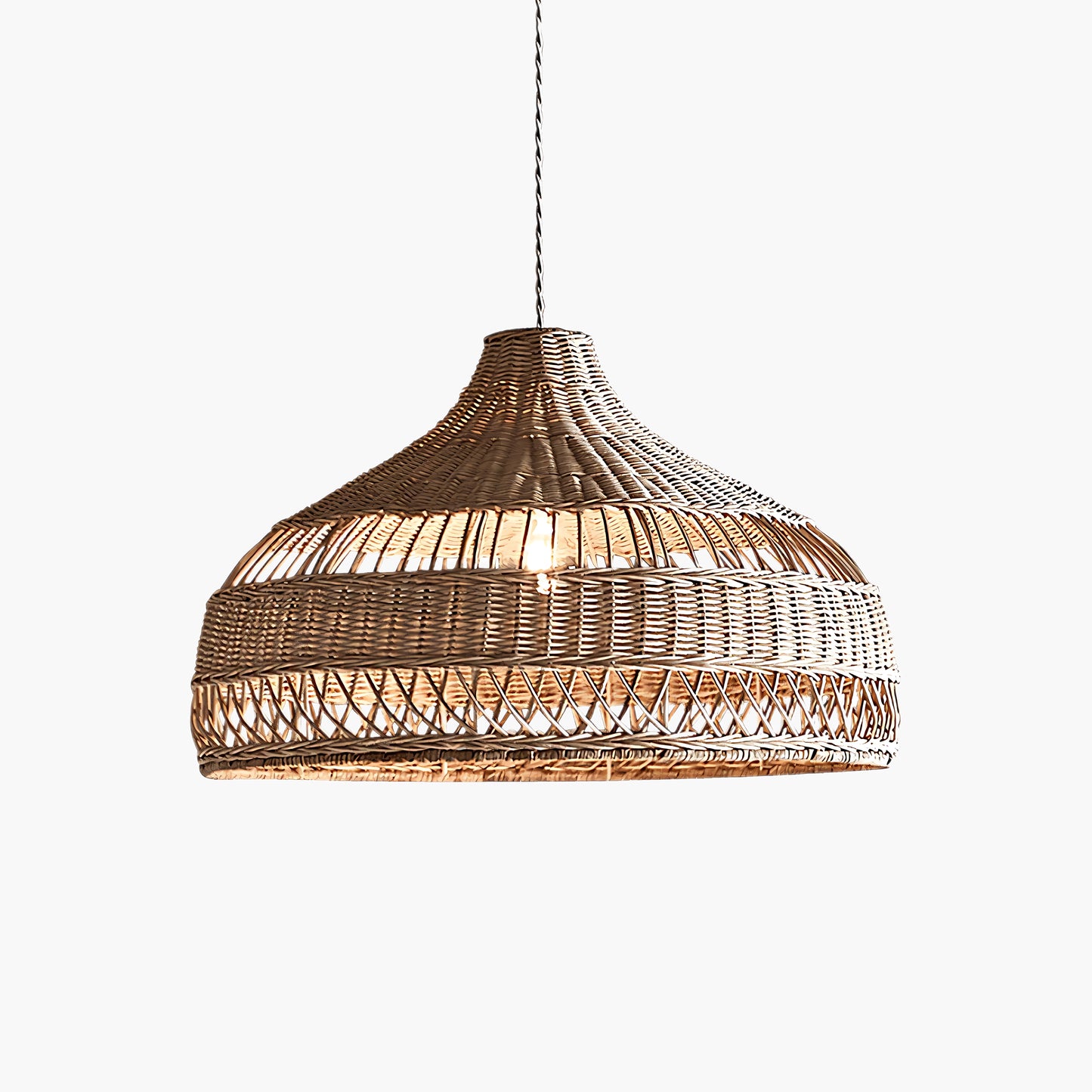 Artisanal Rattan Dome Traditional Metal Pendant Lamp