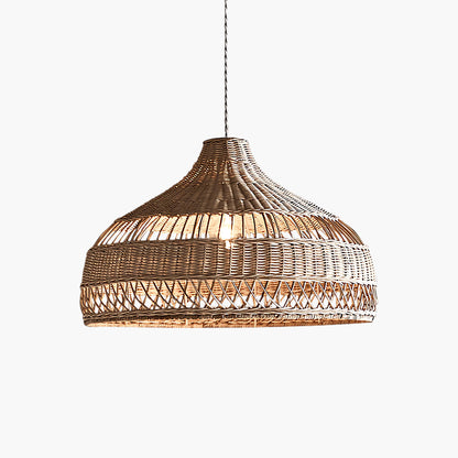 Artisanal Rattan Dome Traditional Metal Pendant Lamp