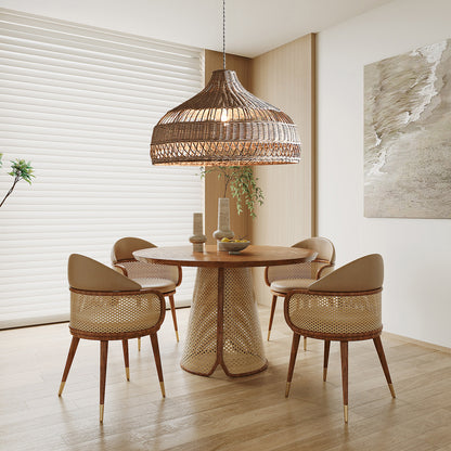 Artisanal Rattan Dome Traditional Metal Pendant Lamp