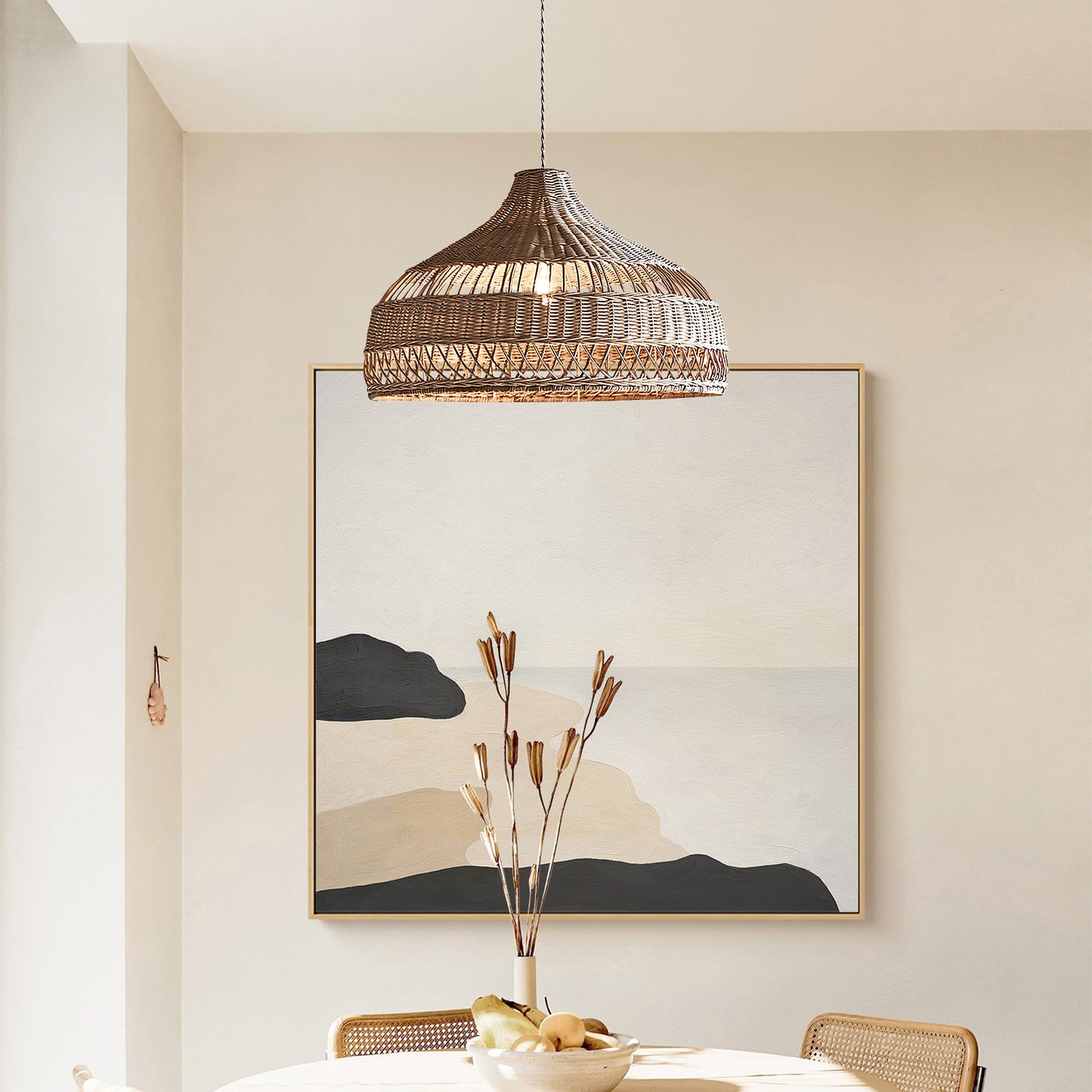 Artisanal Rattan Dome Traditional Metal Pendant Lamp