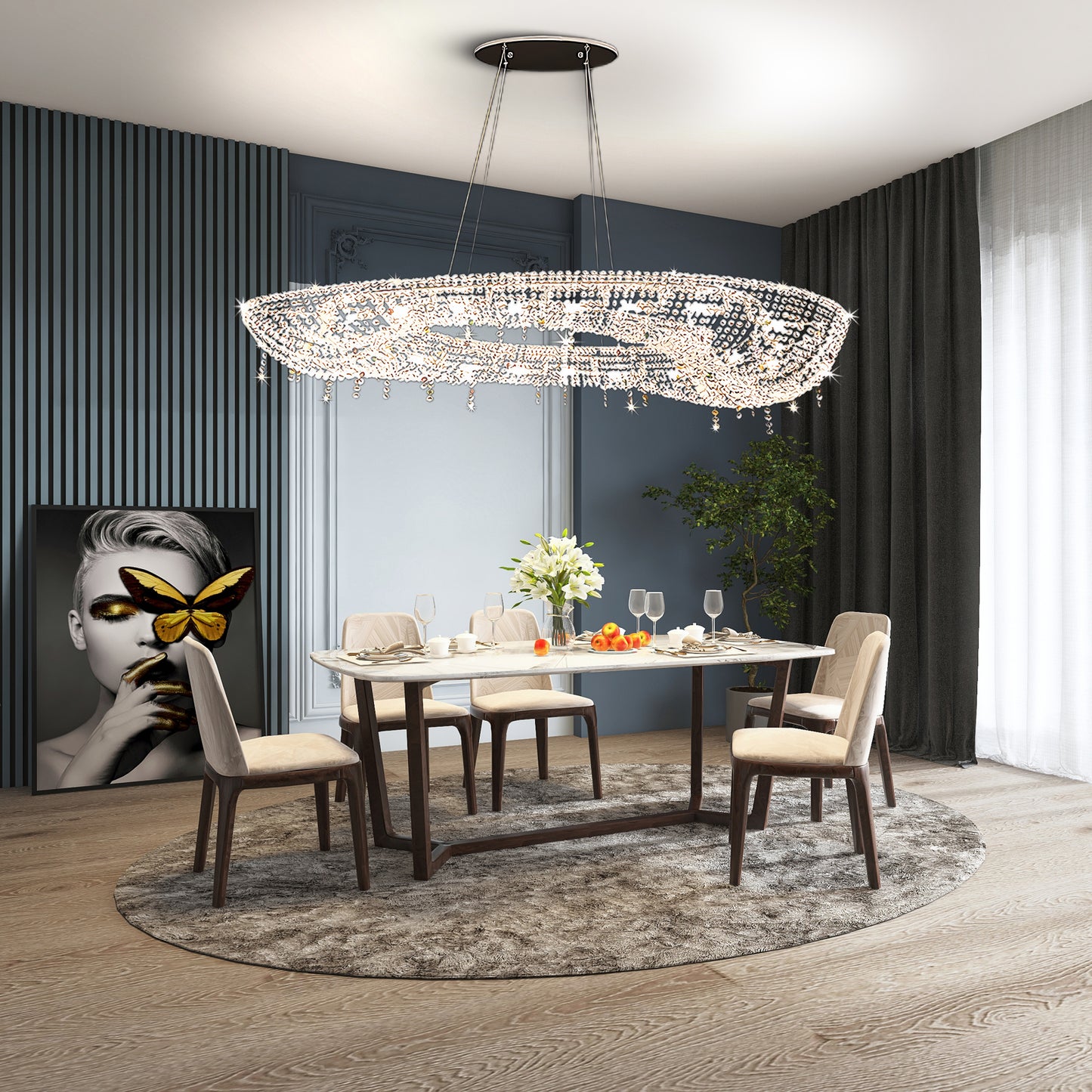 Modern Round Crystal Luxury Metal Chandelier