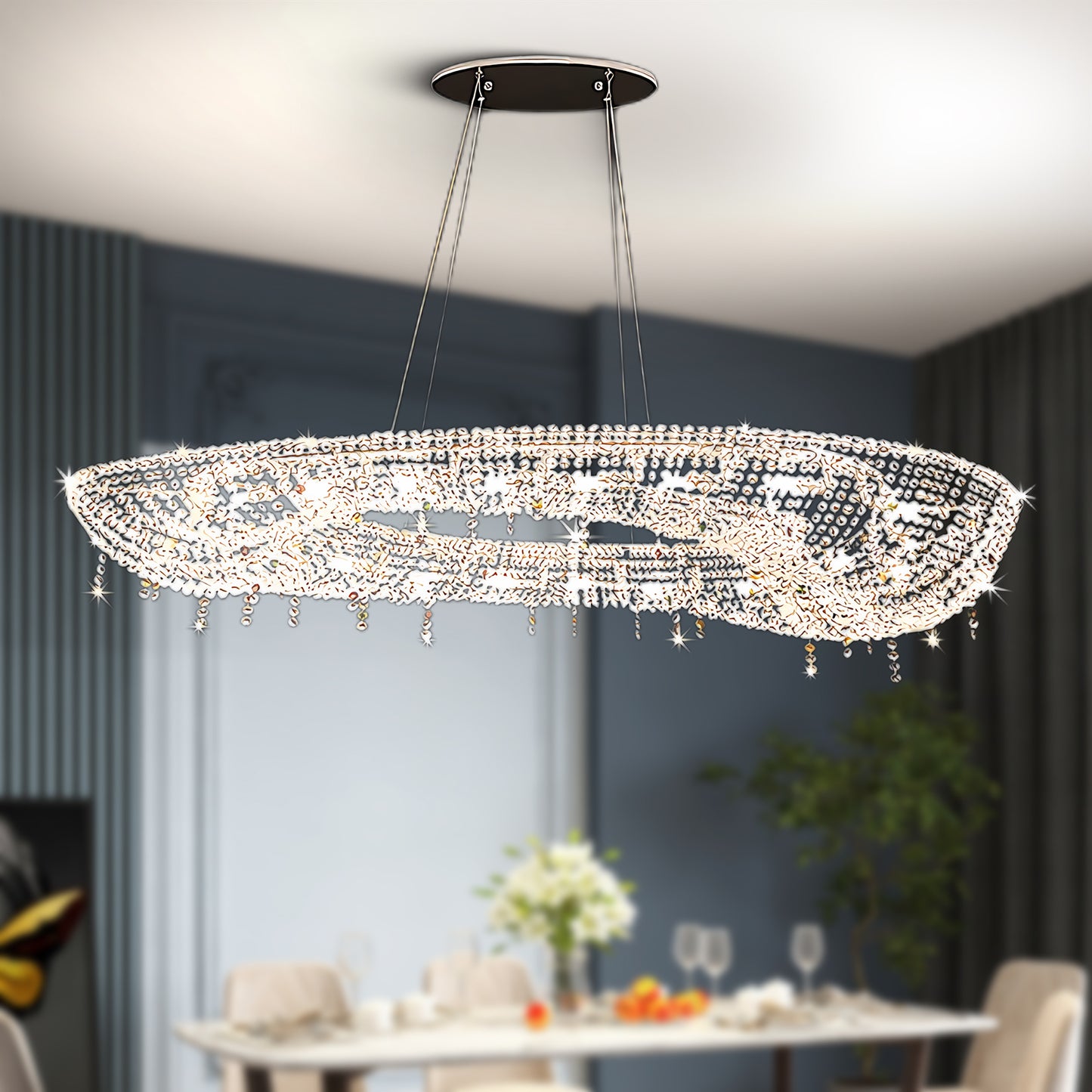 Modern Round Crystal Luxury Metal Chandelier