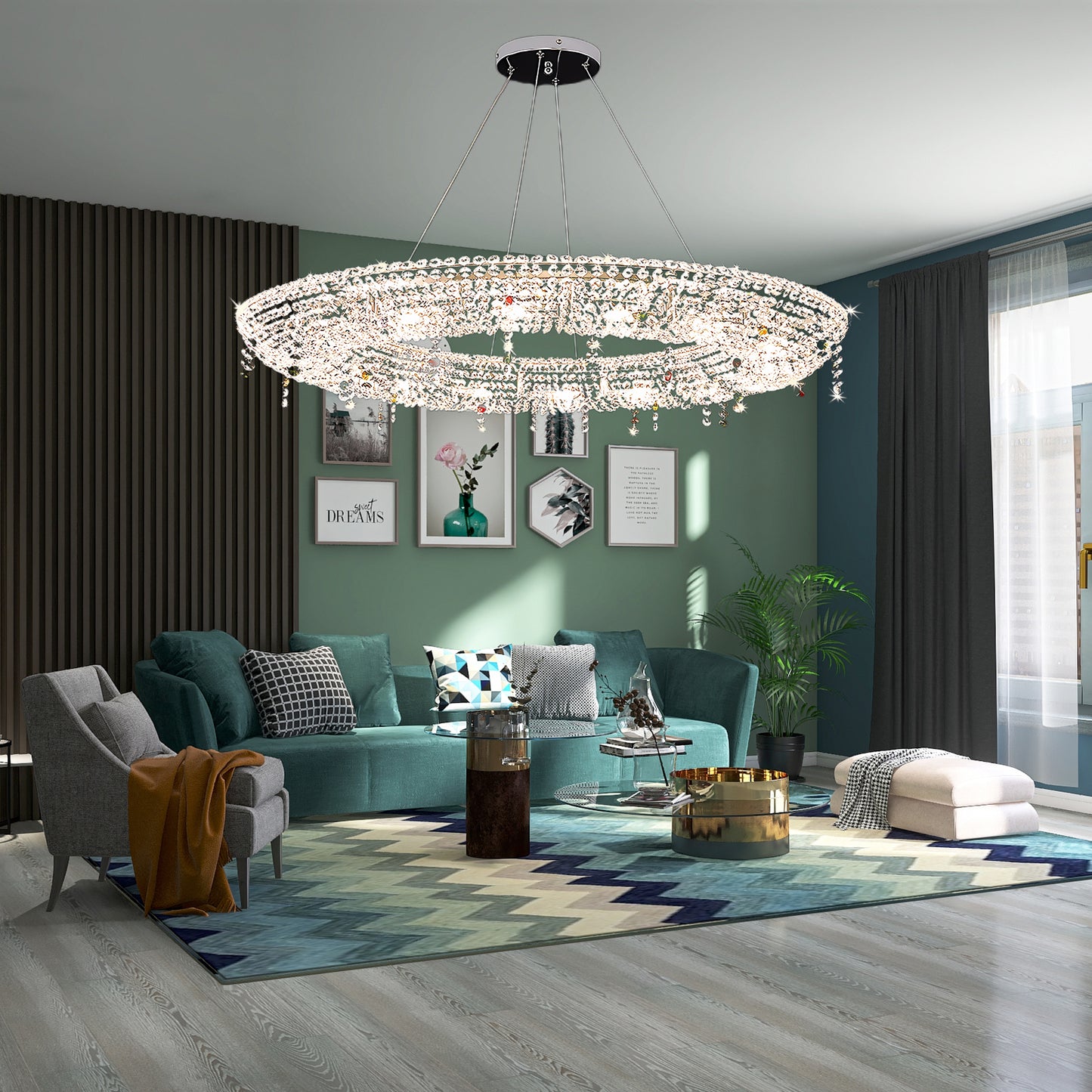 Modern Round Crystal Luxury Metal Chandelier