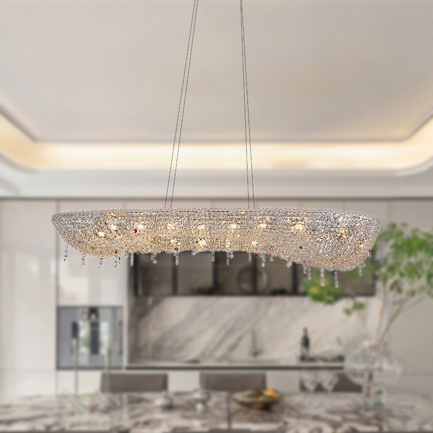 Modern Round Crystal Luxury Metal Chandelier