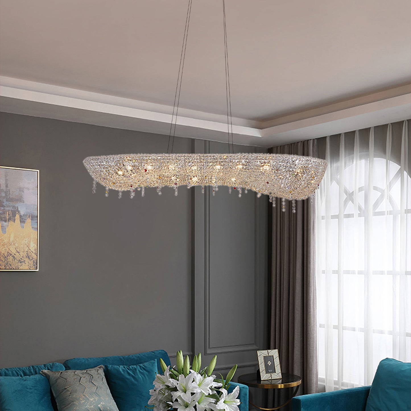 Modern Round Crystal Luxury Metal Chandelier