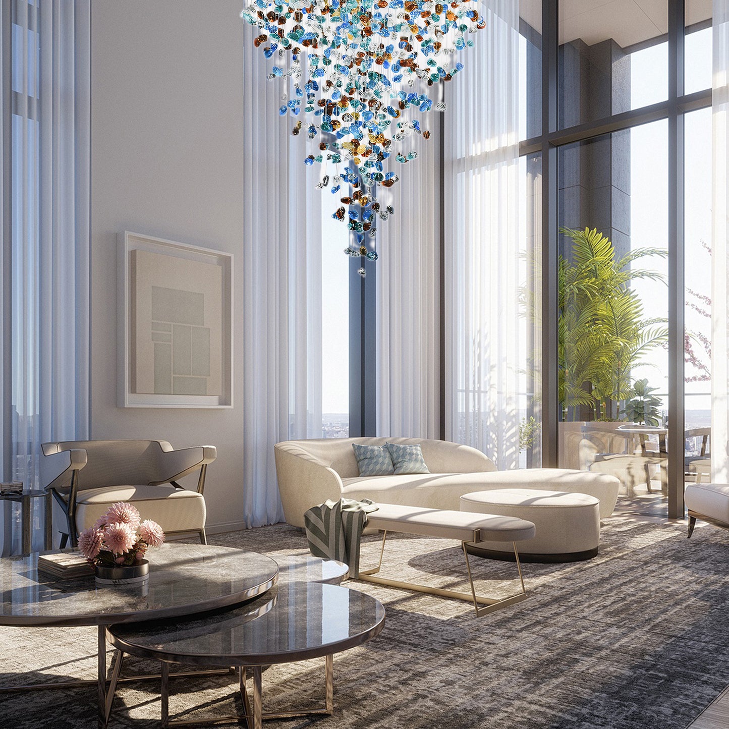 Multicolor Crystal Stone Eclectic Crystal Chandelier