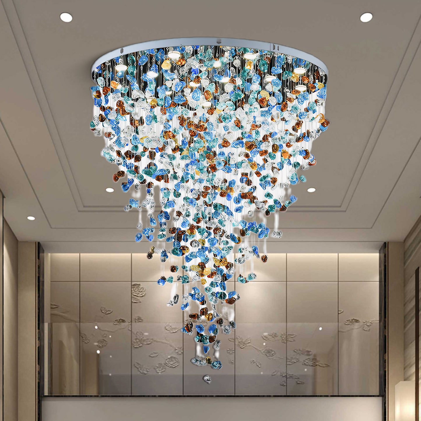 Multicolor Crystal Stone Eclectic Crystal Chandelier